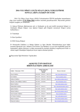 2016 yılı dikey ge&ccedil;iş sınavı (dgs)