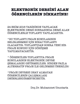 ELEKTRONİK DERSİNİ ALAN ÖĞRENCİLERİN DİKKATİNE!
