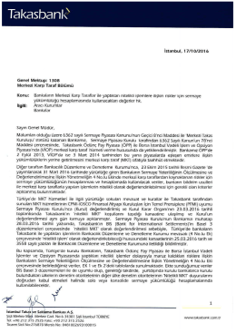 Bankaların Merkezi Karşı Taraflar ile yaptıkları nitelikli