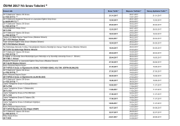 ÖSYM 2017 Yılı Sınav Takvimi