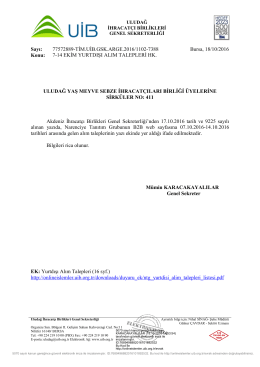 Sirküler No: 411__7-14 EKİM YURTDIŞI ALIM TALEPLERİ HK.