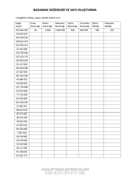 basamak değerleri ve sayı oluşturma