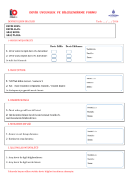 EK-2: Devir Uygunluk Ve Bilgilendirme Formu