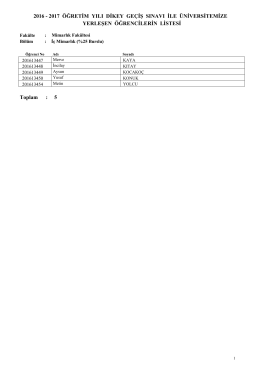 2016 - 2017 ÖĞRETİM YILI DİKEY GEÇİŞ SINAVI İLE