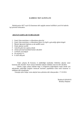 Temizleme ve D&uuml;zenleme G&ouml;revlisi Alım İlanı Detayları İ&ccedil;in Tıklayın.