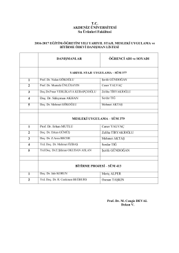 T.C. AKDENİZ &Uuml;NİVERSİTESİ Su &Uuml;r&uuml;nleri Fak&uuml;ltesi