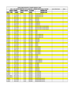 2016-2017 eğitim öğretim yılı 10. sınıflar 1. dönem sınav takvimi