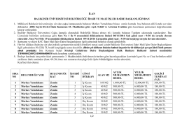 İLAN BALIKESİR ÜNİVERSİTESİ REKTÖRLÜĞÜ İDARİ VE MALİ