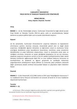 Cumhuriyet &Uuml;niversitesi Proje Destek ve Teknoloji Transfer Ofisi
