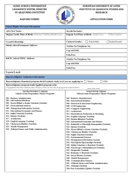 lisansüstü eğitim, öğretim ve araştırma enstitüsü başvuru formu