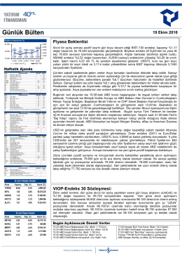Günlük Bülten - Yatırım Finansman