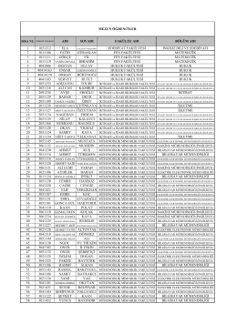 adı soyadı fakülte adı bölüm adı 1 1021212 ela edebiyat fakültesi