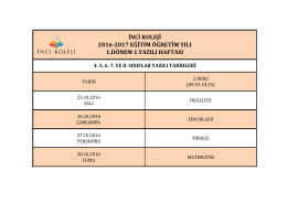 inci koleji 2016-2017 eğitim öğretim yılı 1.dönem 1.yazılı haftası