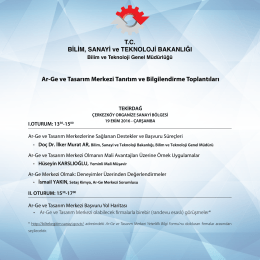 Ek: AR-GE ve Tasarım Merkezi Tanıtım ve Bilgilendirme Toplantıları