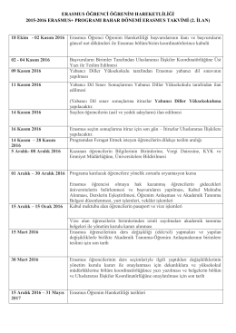 ERASMUS ÖĞRENCİ ÖĞRENİM HAREKETLİLİĞİ DEĞİŞİM TAKVİMİ