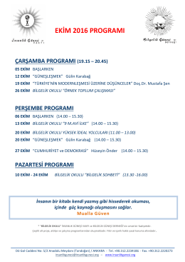 EKİM 2016 PROGRAMI - İnsanlik Güneşi Vakfı