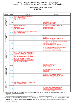 2016-2017-güz yarıyılı arasınav programı - Adalet MYO