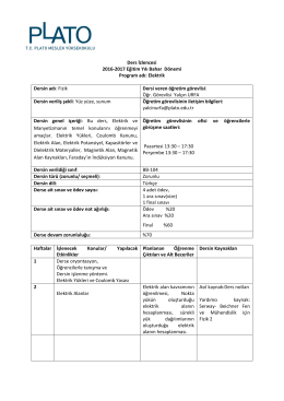 Ders İzlencesi 2016‐2017 Eğitim Yılı Bahar Dönemi Program adı
