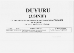 Page 1 DUYURU (3.SINIF) VII. DERS KURULU DERS