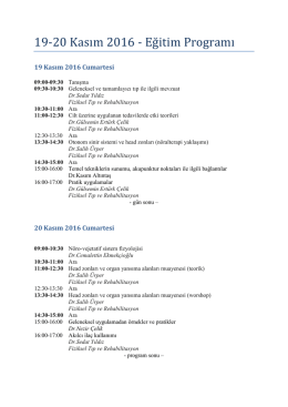 19-20 Kasım 2016 - Eğ itim Proğramı