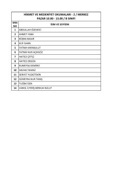 hikmet ve medeniyet okumaları - 2 / merkez pazar 10.00