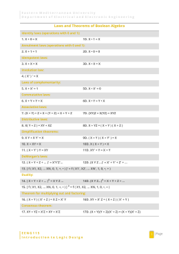 Aditional Reading: Laws and Theorems of Boolean Algebra File