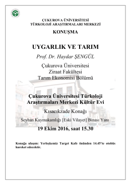 19 Ekim 2016 Etkinlik Duyurusu