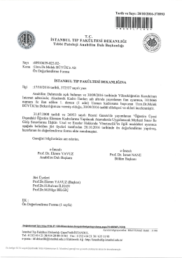 Tıbbi Patoloji Anabilim Dalı Uzman Kadrosu Değerlendirme Formları