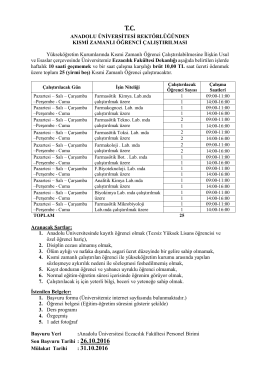 Kısmi Zamanlı Öğrenci Alımı İlanı (Eczacılık