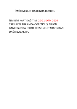 izmirim kart hakkında duyuru