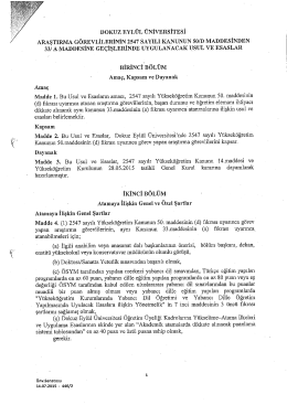 Dokuz Eylül Üniversitesi Araştırma Görevlilerinin 2547 sayılı