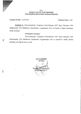 2-&Uuml;niversitemiz Senato Kararı