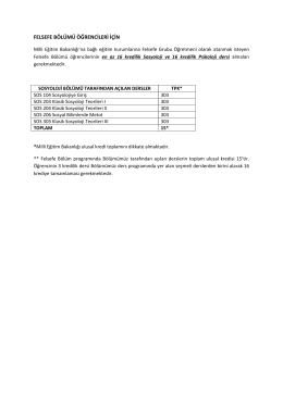 felsefe b&ouml;l&uuml;m&uuml; &ouml;ğrencileri i&ccedil;in - Hacettepe &Uuml;niversitesi Sosyoloji