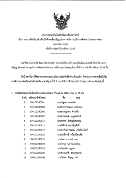 Page 1 ประกาศสถาบันบัณฑิตพัฒนบริหารศาสตร์ เรื่อง ผลการคัดเลือกเข้า