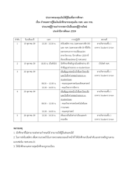 ประกาศกองทุนเงินให้กู้ยืมเพื่อการศึกษา เรื่อง กาหนดการกู้ยืมเงินนักศึกษา