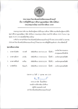 ประกาศทุนบุญรอด พัฒนา นิสิต นักศึกษา ปีการศึกษา 2559 ประกาศทุน