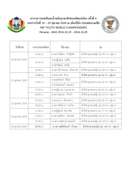 ตารางการแข่งขันยกน้้าหนักยุวชนชิงชนะเลิศแห่งโลก ครั้งที่6 ระหว่างวันที่19