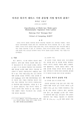 다자간 복수키 래티스 기반 준동형 서명 방식의 분류1