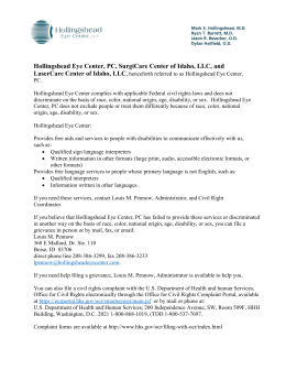 Hollingshead Eye Center, PC, SurgiCare Center of Idaho, LLC, and