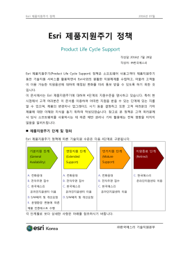Esri 제품별 지원주기 현황 정보 (2016년 5월 31일