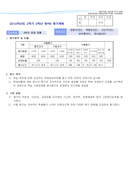 2013학년도 2학년 과목별 평가계획