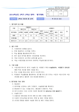 2013학년도 2학년 과목별 평가계획