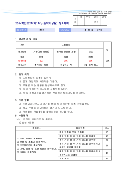 2013학년도 2학년 과목별 평가계획