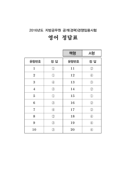 영어 정답표