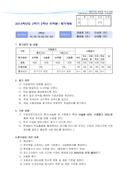 2013학년도 2학년 과목별 평가계획