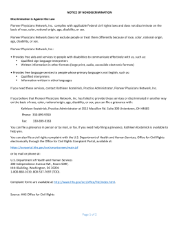 NOTICE OF NONDISCRIMINATION - Pioneer Physicians Network