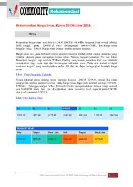 Rekomendasi Harga Emas, Kamis 20 Oktober 2016