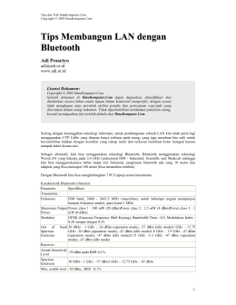 Tips Membangun LAN dengan Bluetooth