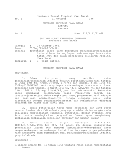 Lembaran Daerah Propinsi Jawa Barat No. 1 21 Oktober 1967