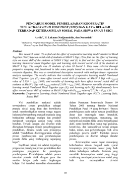pengaruh model pembelajaran kooperatif tipe number head together